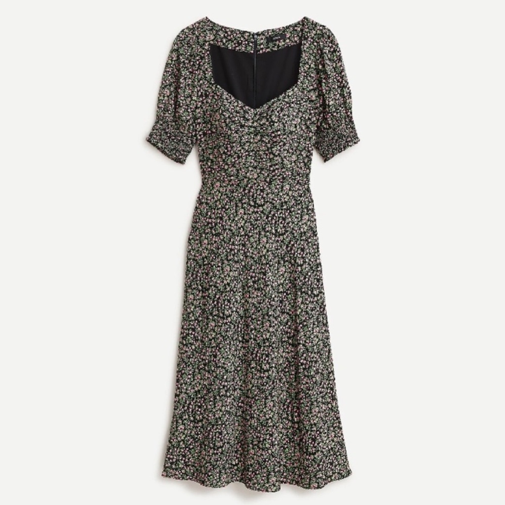 J Crew Smocked Sleeve Floral Midi Dress - Picture 2 of 11